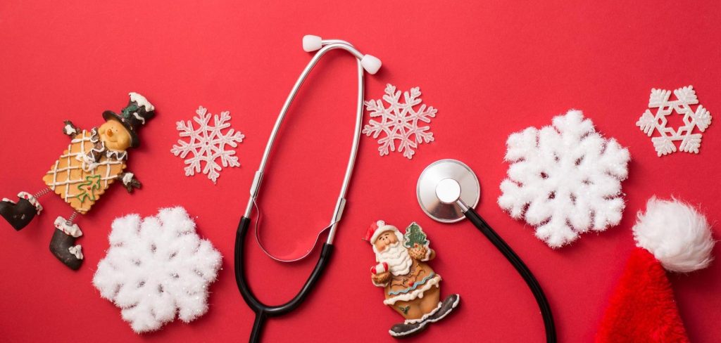stethoscope and christmas decorations